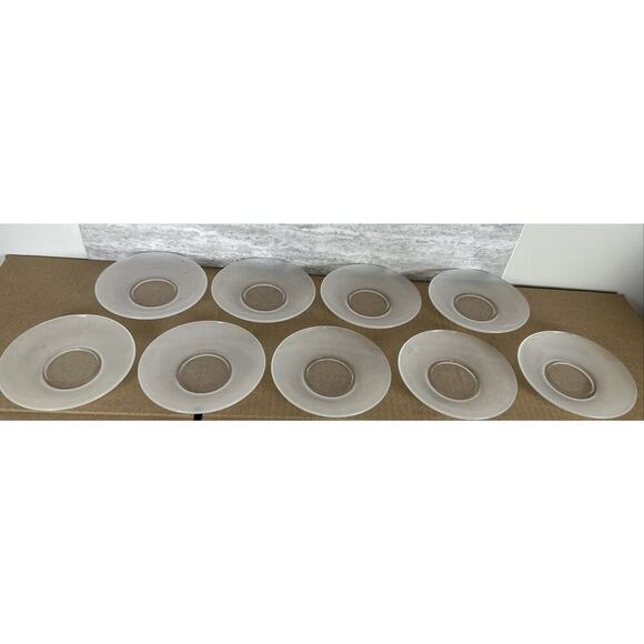 Vintage‎ Frosted Glass Saucers Plates 5.5” Set of 9 - Picture 1 of 11